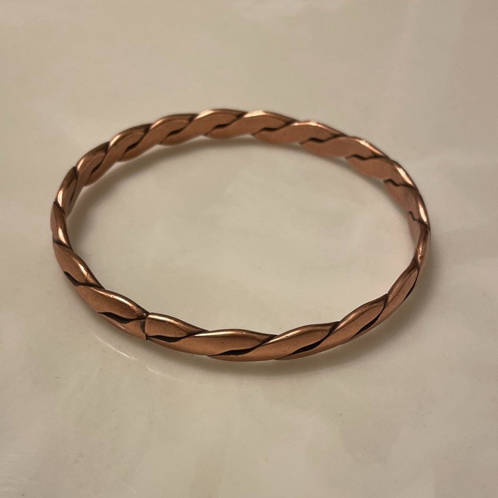 Braided Metal Rose Gold Bangle Bracelet